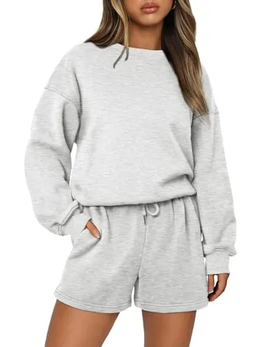 AUTOMET Womens Two 2 Piece Sets Fall Outfits Loungewear Matching Sweatsuits Shorts Oversized Sweatshirts 2024 Fashion Winter Clothes
