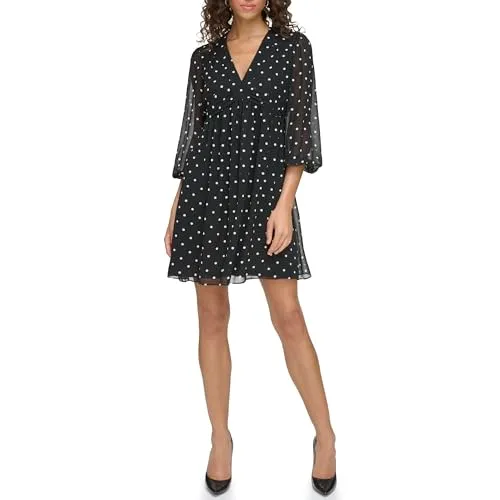 Tommy Hilfiger Polka Dot Chiffon Fit and Flare Dress