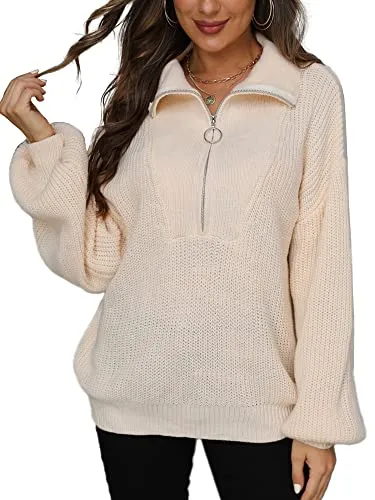 Woolicity Loose Knitted Half-Zip Sweater