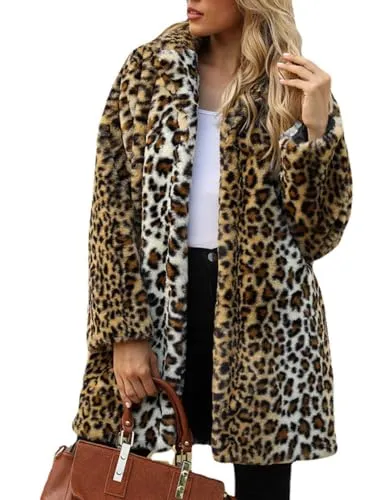 TOPONSKY Faux Fur Neon Winter Dalmation Snow Coats Warm Collar 2023 Leopard M