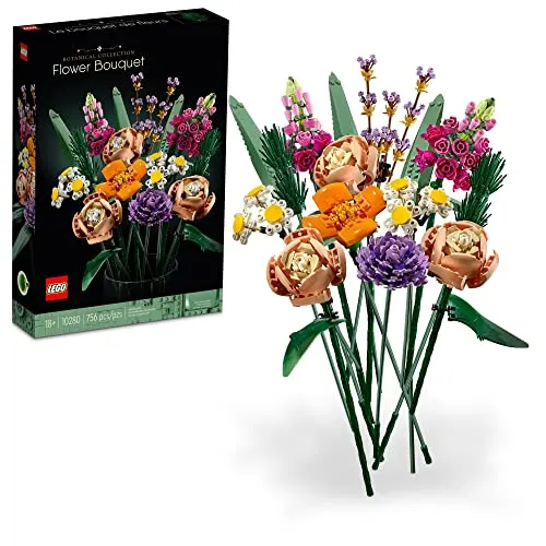 LEGO Icons Flower Bouquet Building Decoration Set - Artificial Flowers with Roses, Replica Luxury Handbag Accessories or Valentine D&eacute;cor for Him and Her, Gift for Valentines Day, Botanical Collection for Adults, 10280