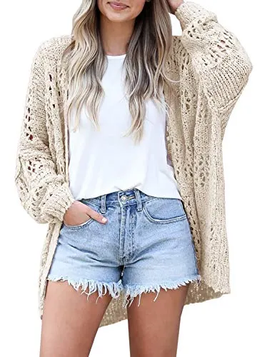 Ermonn Crochet Cardigan Sweater