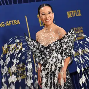 Ali Wong Arrived to 2024 SAG Awards in Sprinter Van to Accommodate Laser Cut Iris Van Herpen Gown
