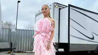 Ariana Grande Is a Bubble Gum Pink Fairy in Strapless Ribbon Dress