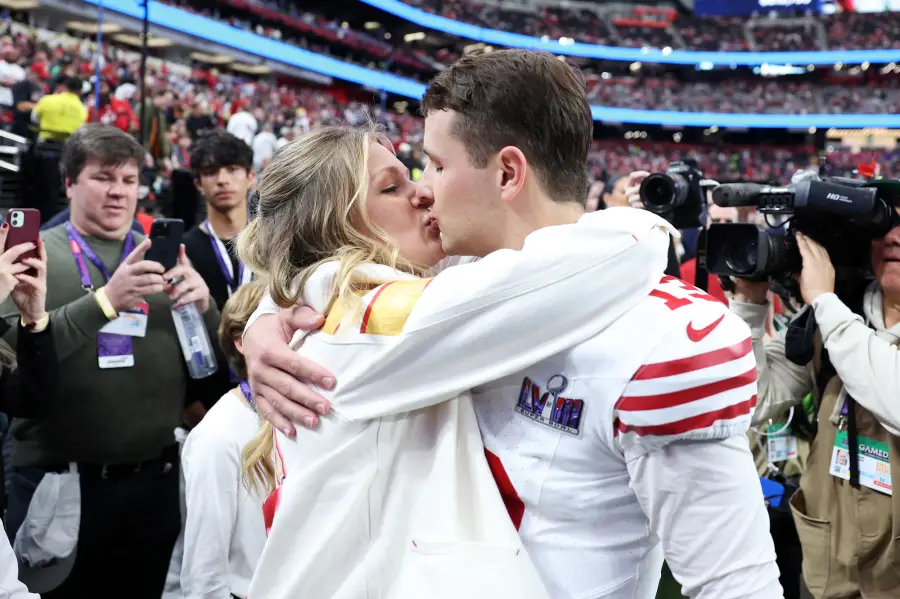 Brock Purdy Embraces Fiancee Jenna Brandt Before 2024 Super Bowl