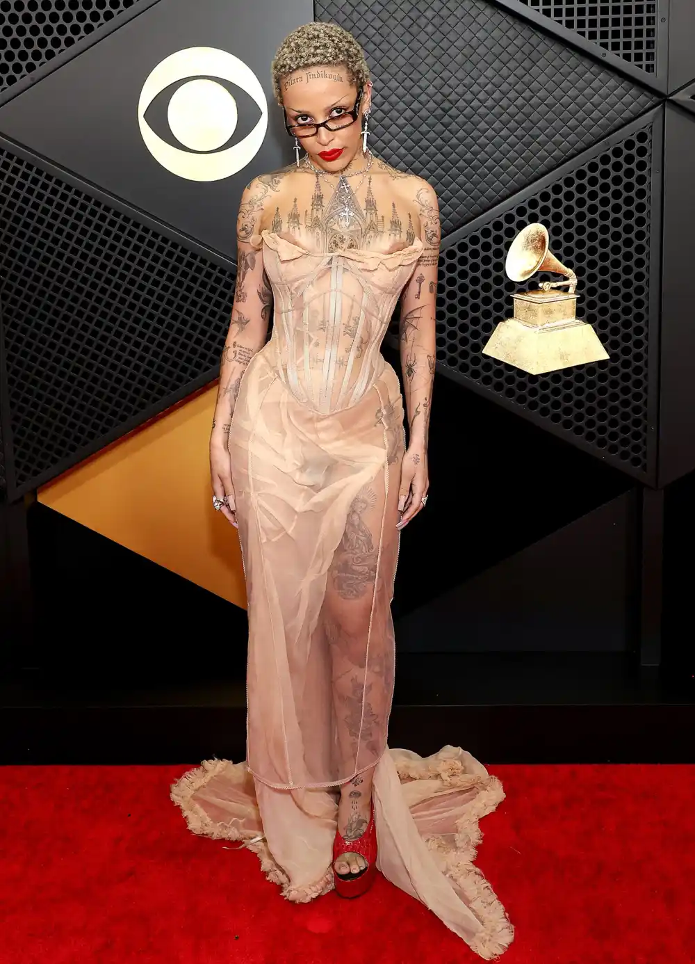 Doja Cat Shows Off 100 New Tattoos &mdash; and Her Nipples &mdash; at 2024 Grammys 653