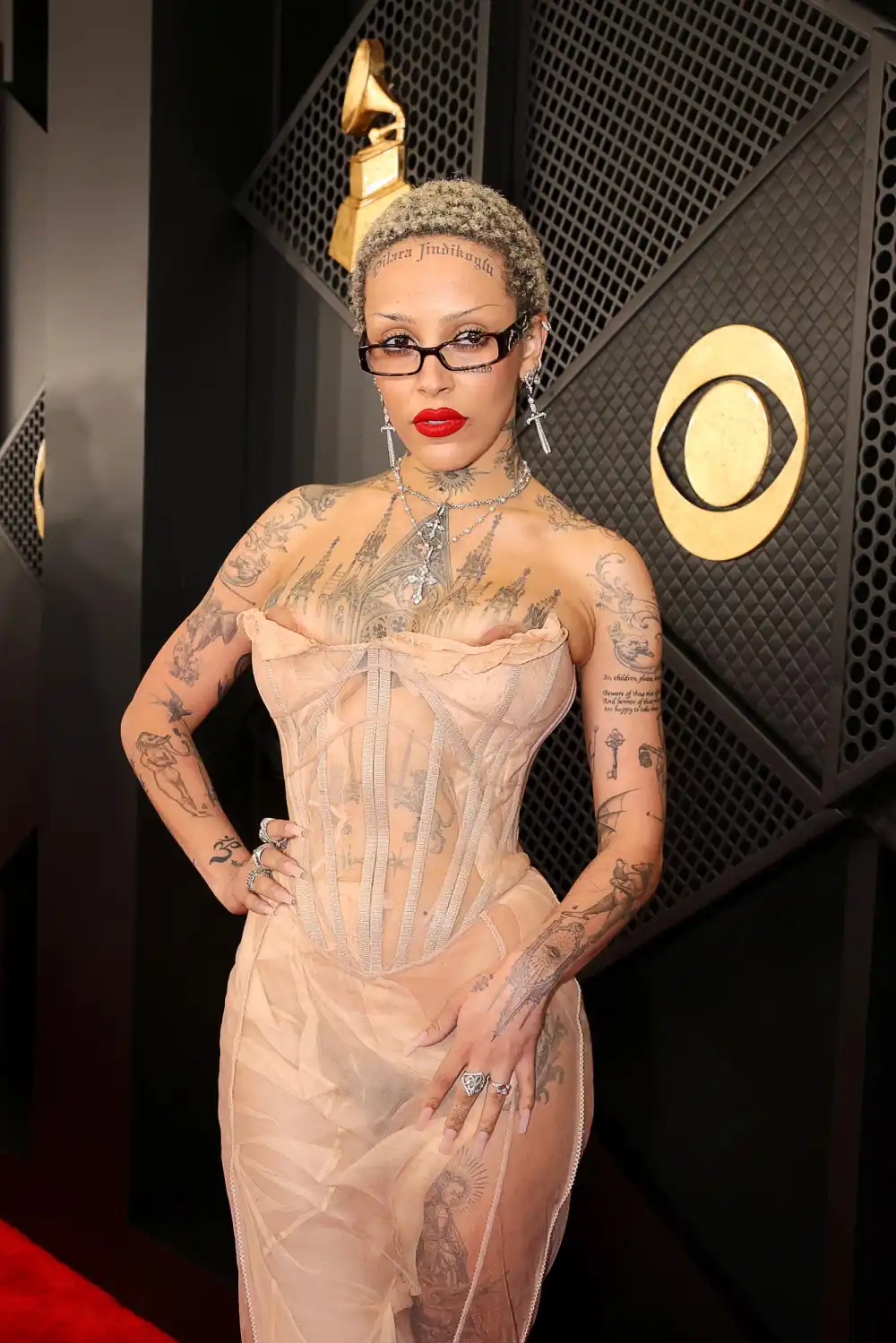 Doja Cat Shows Off 100 New Tattoos &mdash; and Her Nipples &mdash; at 2024 Grammys 654
