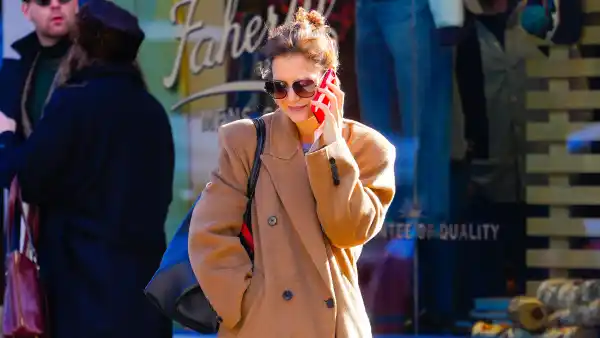 Katie Holmes camel coat