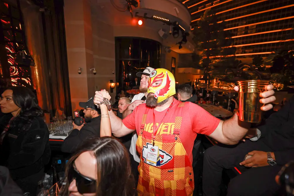 Jason Kelce Parties in a Wrestling Mask at 2024 Super Bowl Bash