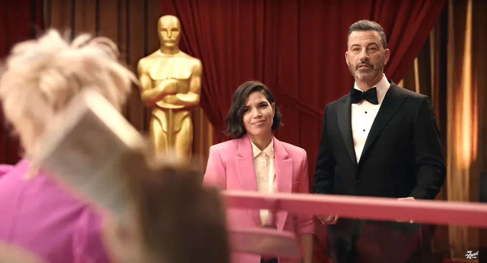 Jimmy Kimmel Gets Lost in Barbieland in Oscars Promo Featuring Ryan Gosling and America Ferrera