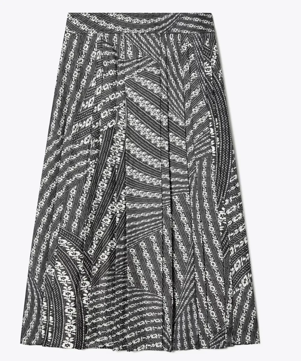 Tory Burch Pleated Silk Skirt