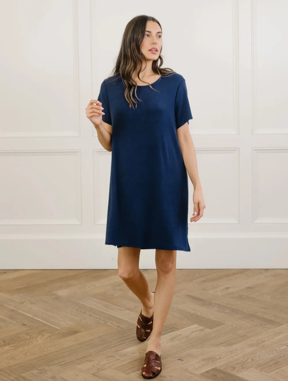 Cozy Earth Bamboo Rib-Knit Boyfriend Sleep Dress