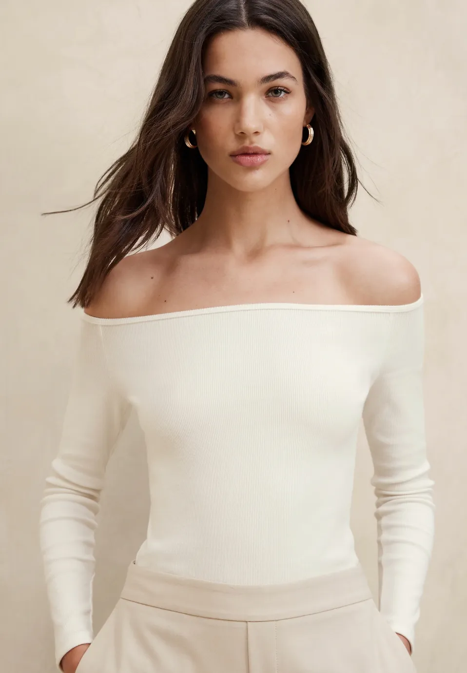Banana Republic Factory Ribbed Off-the-Shoulder Top