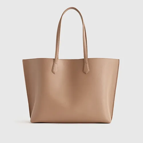 Italian Leather Triple Compartment Shopper Tote