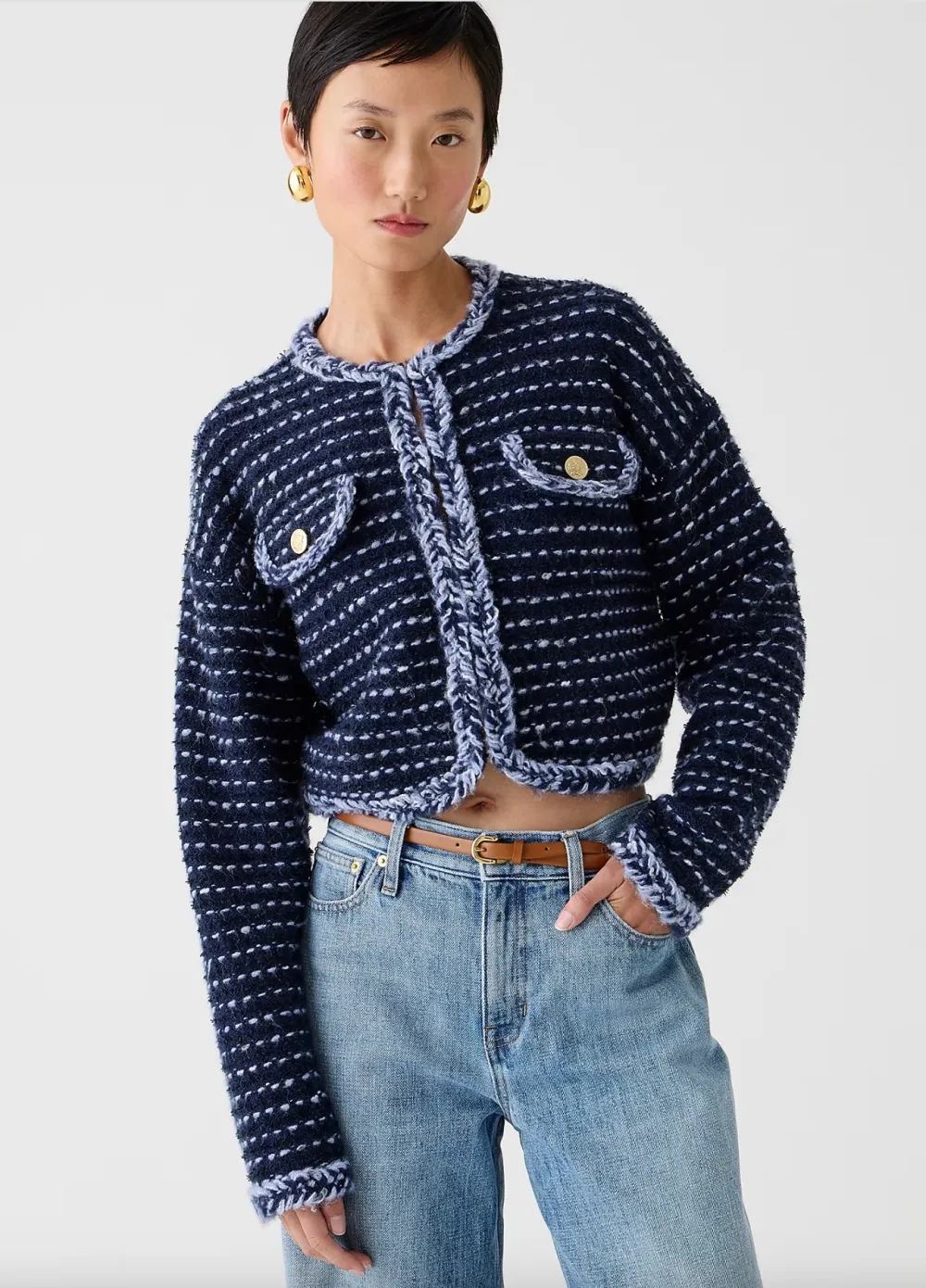 J.Crew Cropped lady jacket in marled yarn