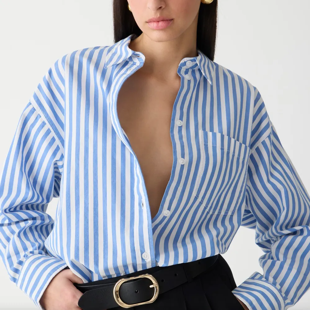 J. Crew &Eacute;tienne oversized shirt in stripe lightweight oxford