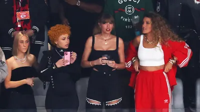 Taylor Swift Matches Travis Kelce With Black Outfit at 2024 Super Bowl