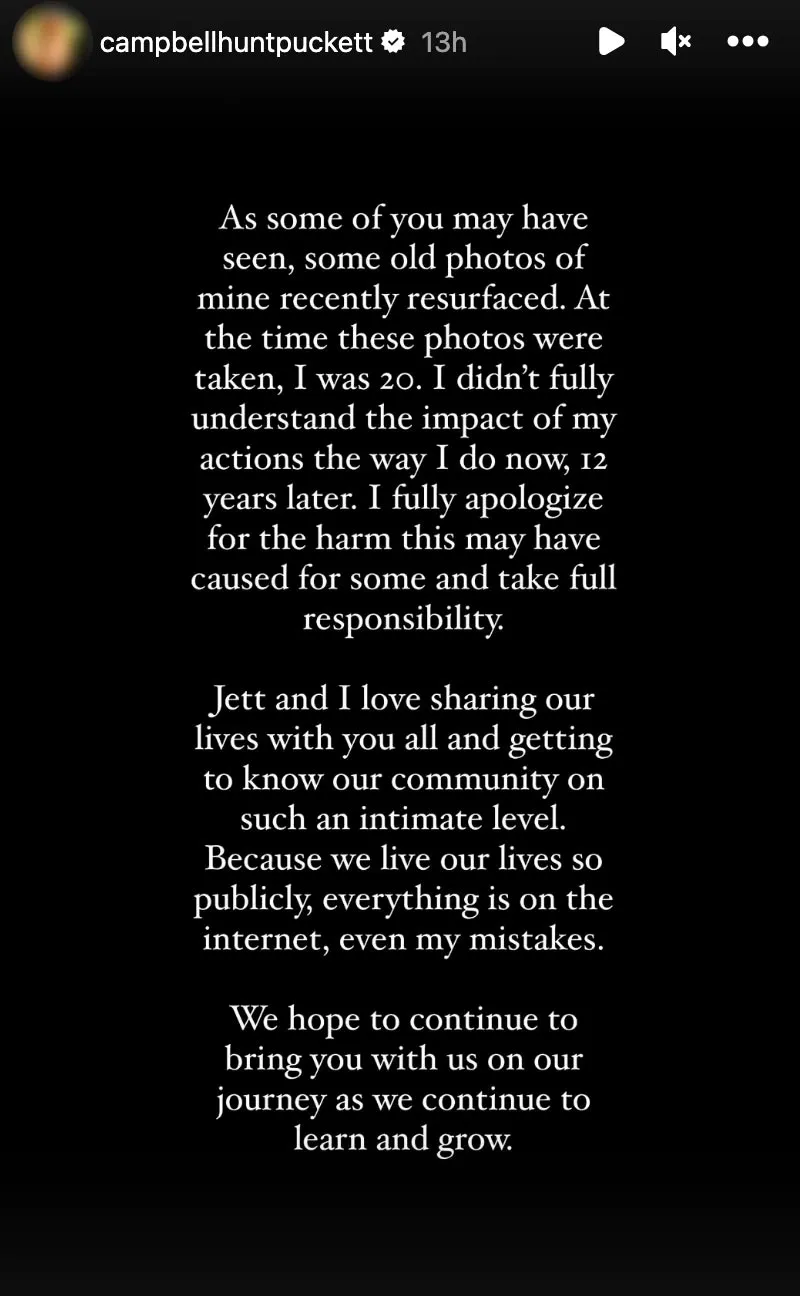 TikTok Star Campbell Hunt Puckett &lsquo;Pookie&rsquo; Apologizes for Resurfaced Images: &lsquo;I Fully Apologize&rsquo;