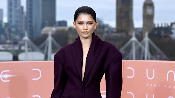 Timothee Chalamet and Zendaya Coordinate in Maroon Looks While Promoting Dune Part Two
