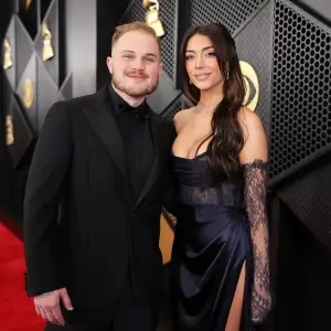 Zach Bryan and Girlfriend Brianna LaPaglia Heat Up 2024 Grammys Red Carpet With Sweet Smooch