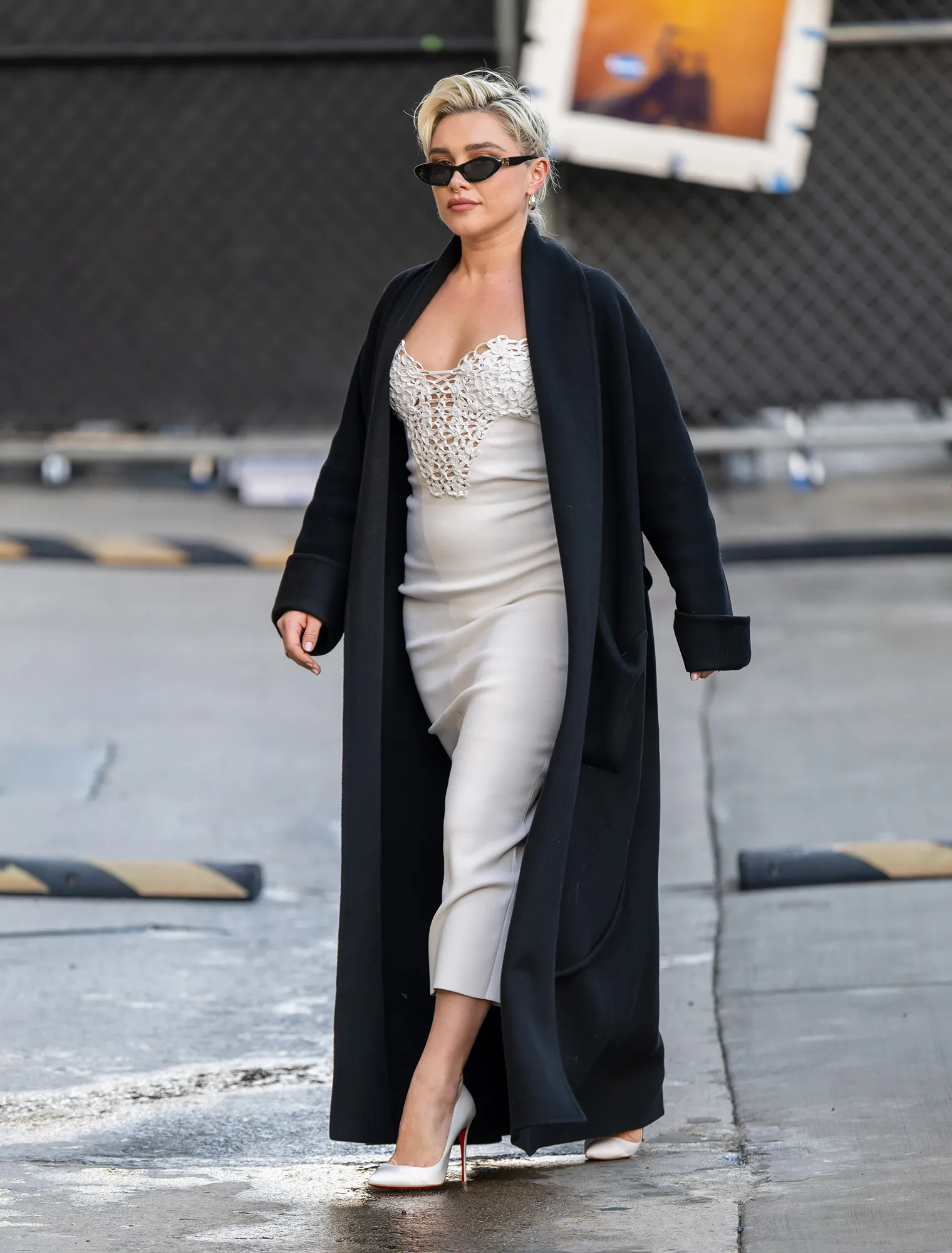 Florence Pugh arriving at "Jimmy Kimmel Live!" in Los Angeles on February 1, 2024.