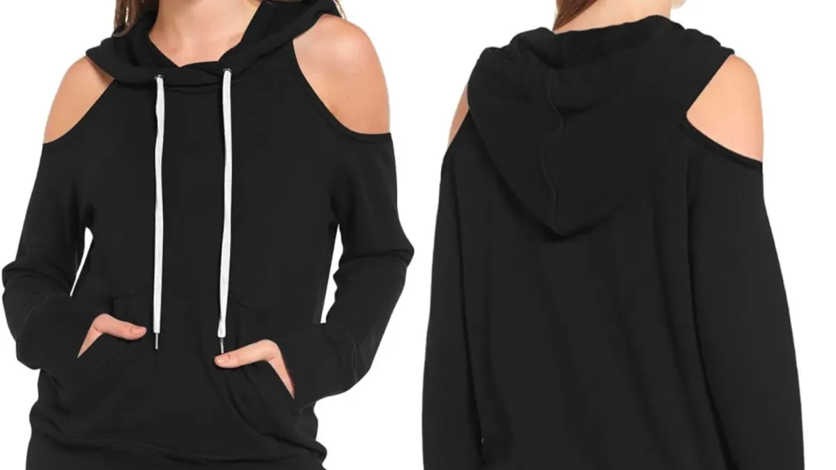 Kisscynest Cold Shoulder Cut-Out Hoodie