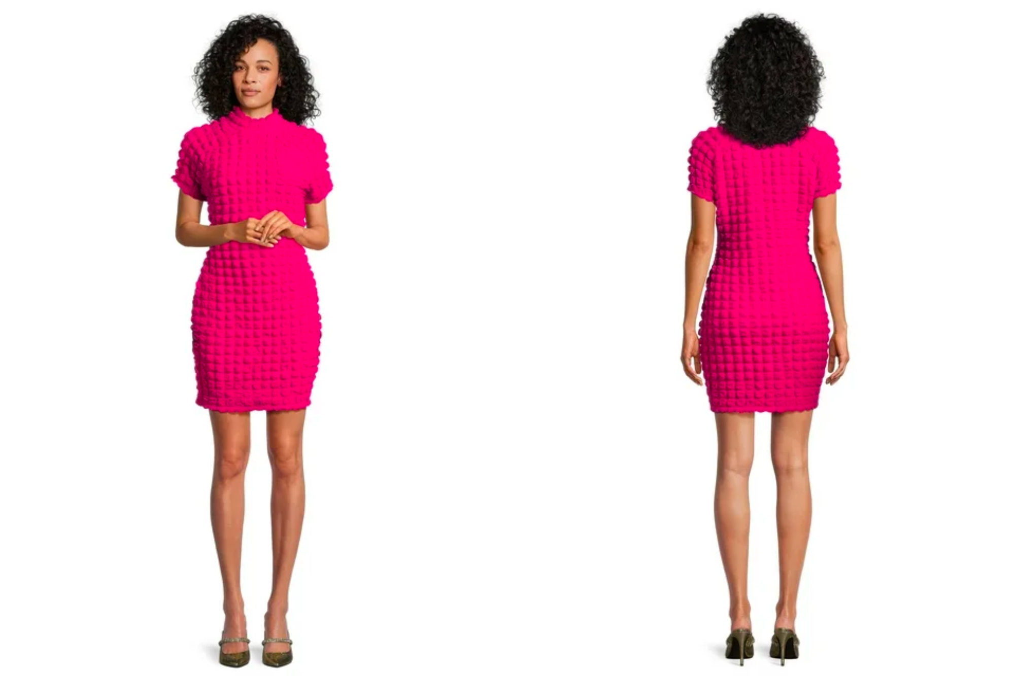 Planet Gold Mock Neck Bubble Mini Dress