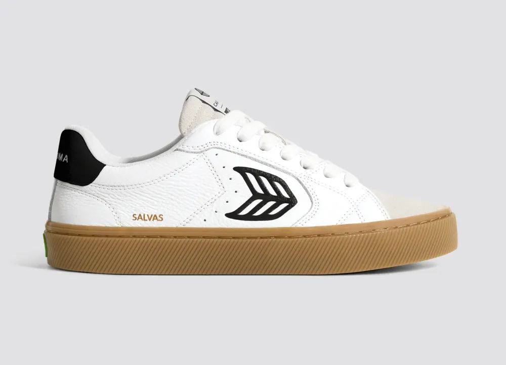 Salvas White Premium Leather & Suede/Black & Gum