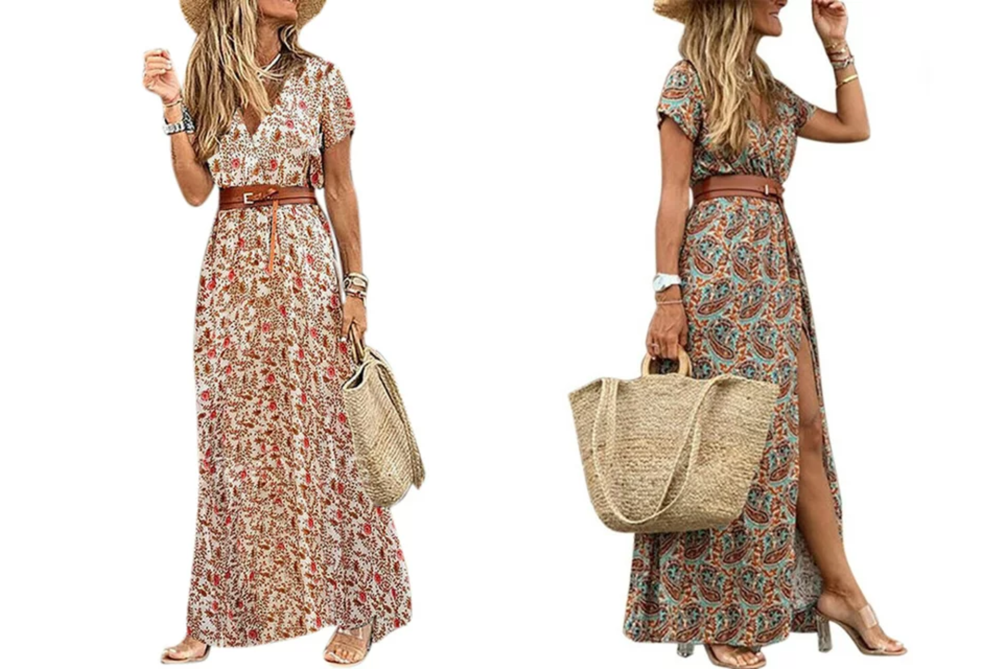 Sexy Dance Boho Floral Belted Maxi Dress