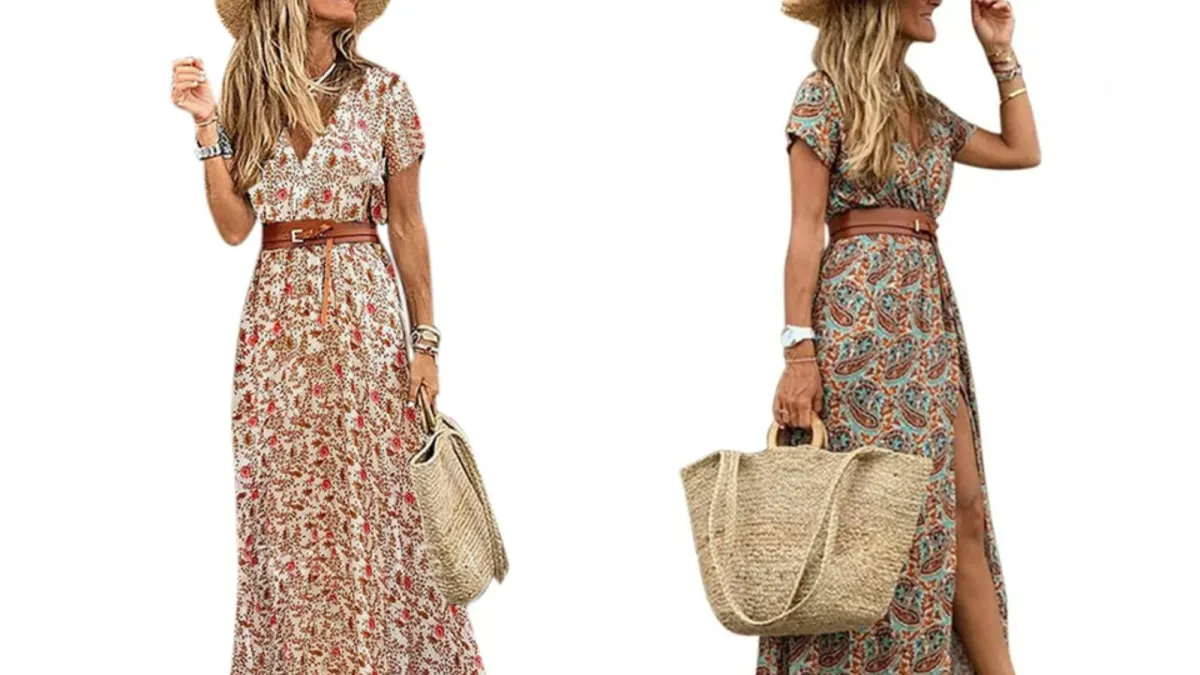 Sexy Dance Boho Floral Belted Maxi Dress