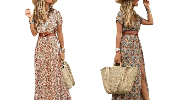 Sexy Dance Boho Floral Belted Maxi Dress