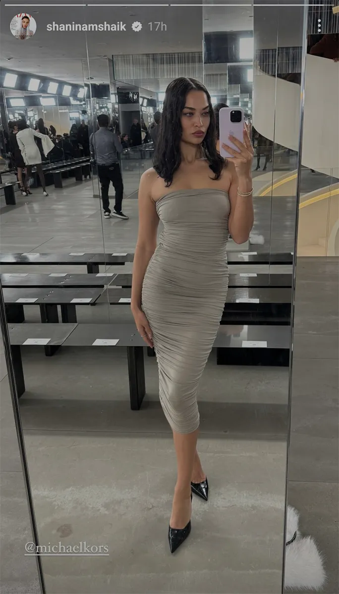 shanina-shaik-ruched-dress-ig