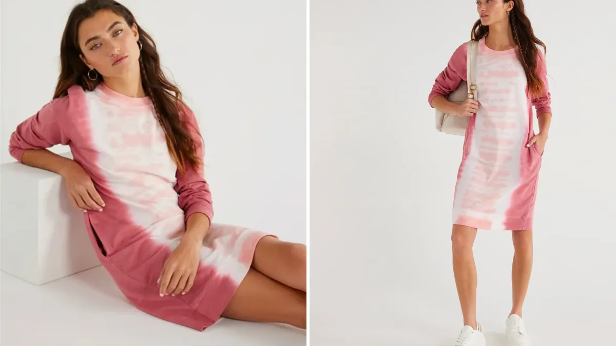 Time and Tru Garment Wash Sweatshirt Dress