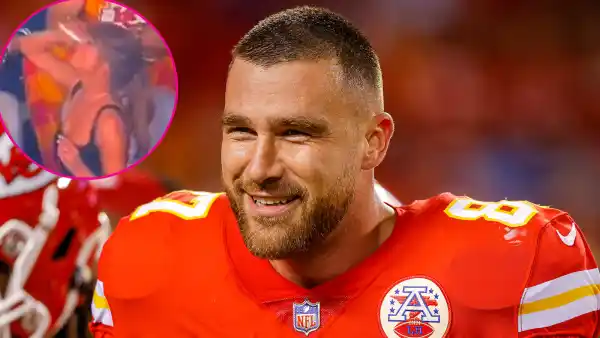 Travis Kelce Watches ‘Pro’ Taylor Swift’s Viral Super Bowl Beer Chug Moment on ‘New Heights’
