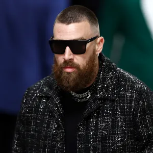 Travis Kelce’s Super Bowl Pregame Outfit Makes the Whole Place Shimmer