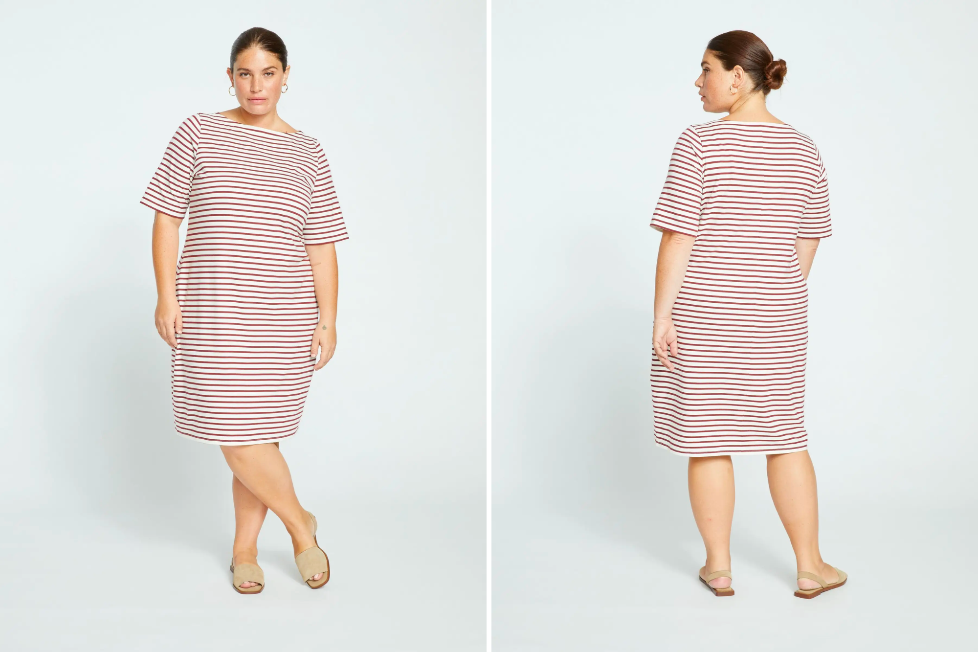 Universal Standard Belle Breton-Stripe Compact Jersey Dress