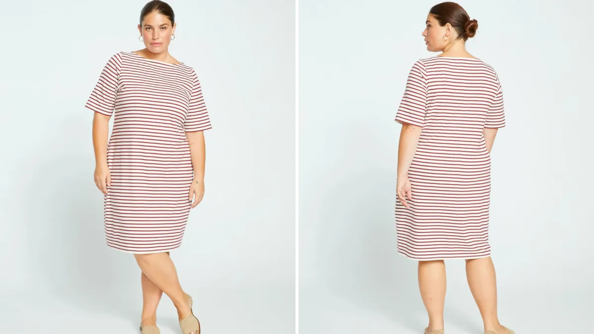 Universal Standard Belle Breton-Stripe Compact Jersey Dress