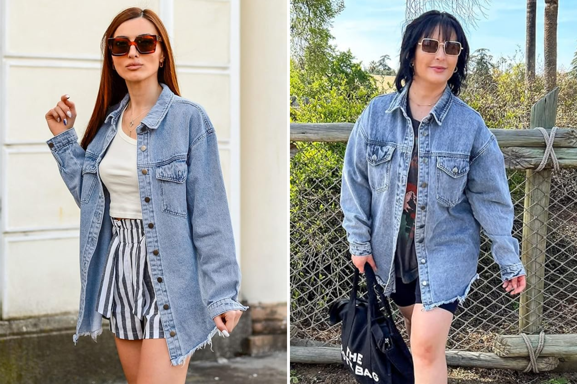 Vetinee Oversized Frayed Hem Shacket