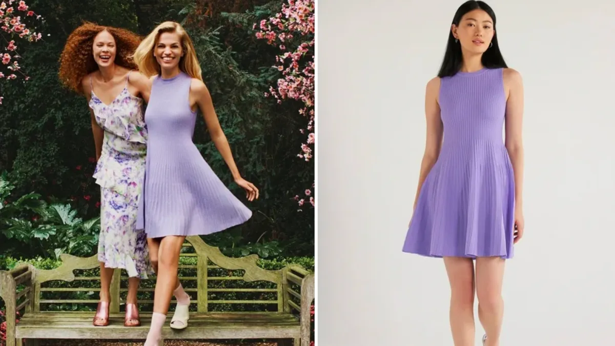 Scoop Striped Mini Sweater Dres