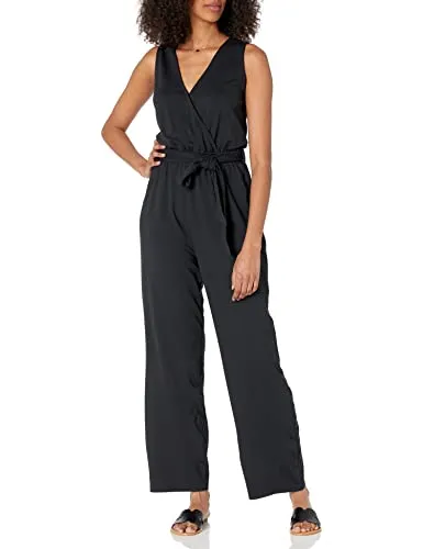 The Drop Women's @caralynmirand Sleeveless Wrap Jumpsuit, Black, L