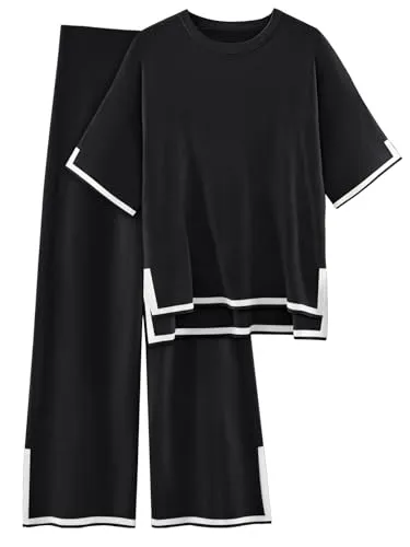 LILLUSORY 2 Two Piece Lounge Sets Loungewear 2024 Summer Spring Outfits Clothes for Women Matching Sweater Travel Suits