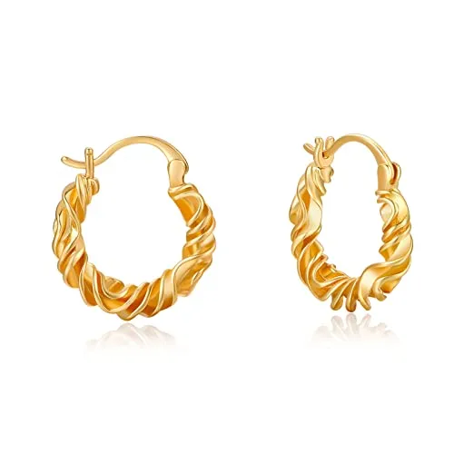 YesLady Chunky Thick Gold Hoop Earrings