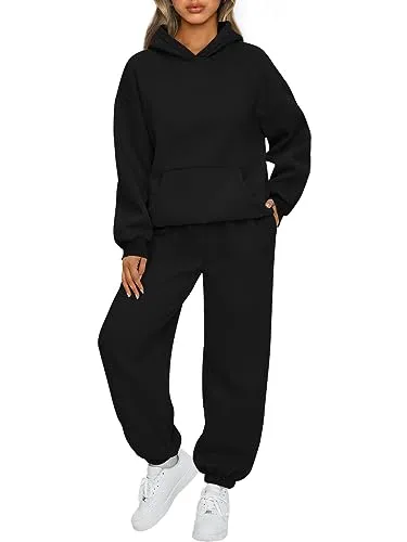 AUTOMET Womens 2 Piece Outfits Oversized Sweatsuit Fall Clothes 2023 Track Suits Matching Sets Hoodie Sweatshirts Trendy Fashion Clothes Sweat pants with Pockets