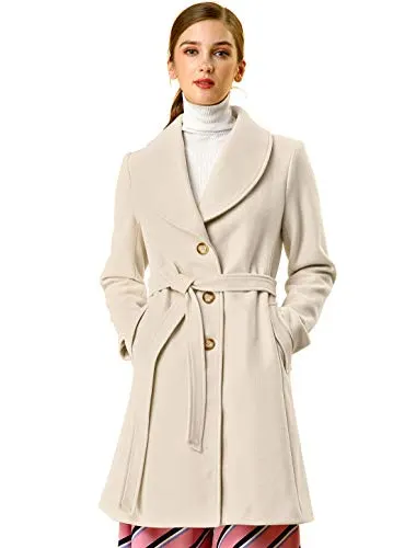 Allegra K Belted Single Breasted Coat