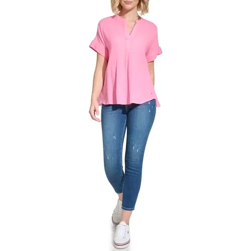 Tommy Hilfiger Lightweight Gauze Notch Collar Popover Shirt