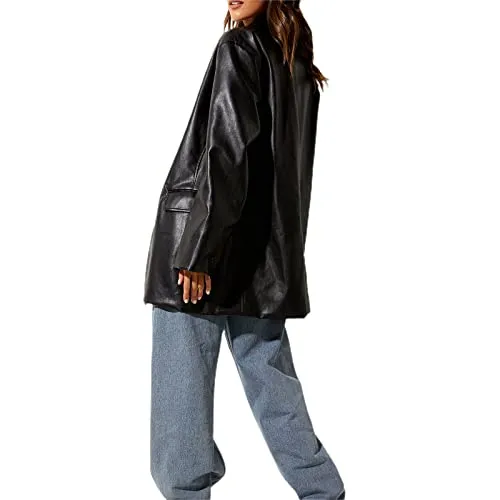 Kaipiclos Oversized Faux-Leather Blazer