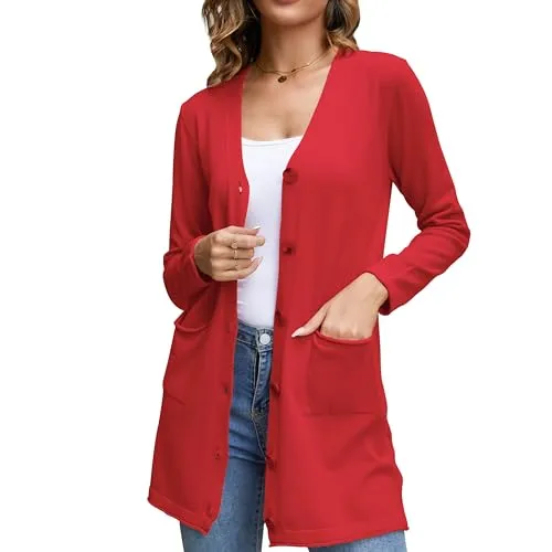 Open Front V-Neck Knit Cardigan
