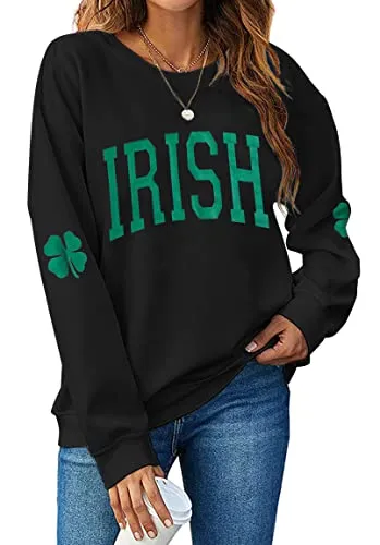TAOHONG Women St. Patrick's Day Shamrock Sweatshirt