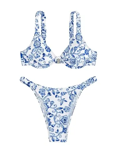 Shenhe Two-Piece Floral Print Underwire Bikini Set