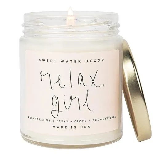Sweet Water Decor, Relax Girl, Peppermint, Cedar, Clove, and Eucalyptus Scented Soy Wax Candle for Replica Luxury Handbag | 9oz Clear Jar, 40 Hour Burn Time, Made in the USA